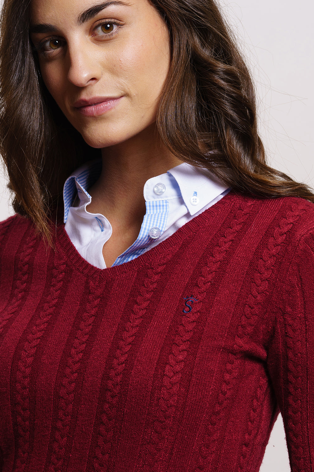 Pull huit points bordeaux