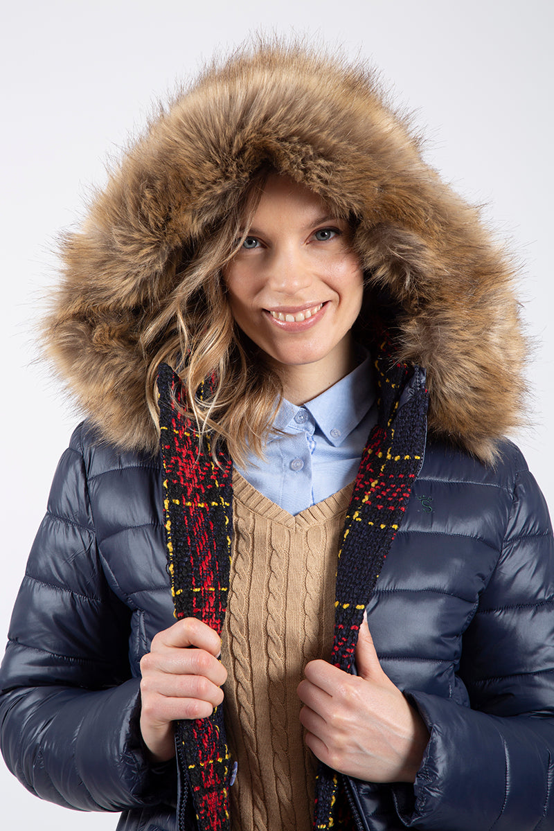 Parka ultraleve azul marinho com capuz