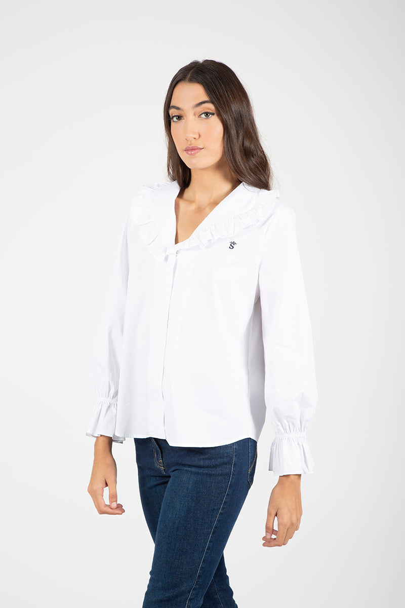 Blusa cuello volante Blanco