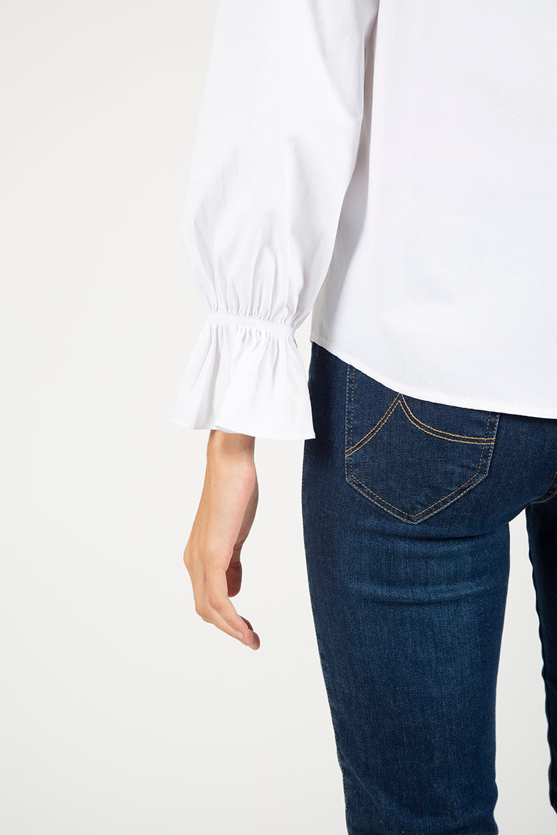 Blusa cuello volante Blanco