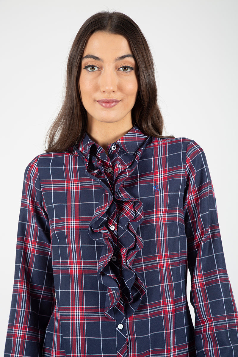 Vestido marino camisero volantes