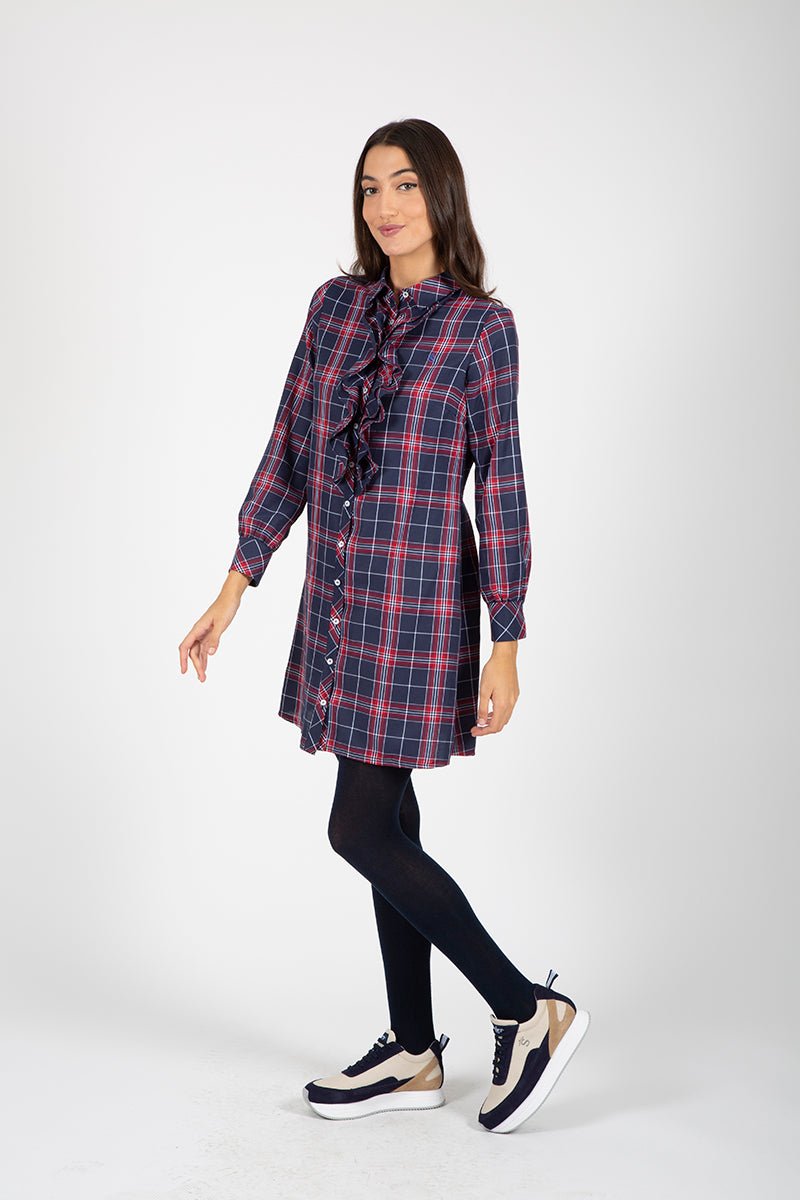 Vestido marino camisero volantes