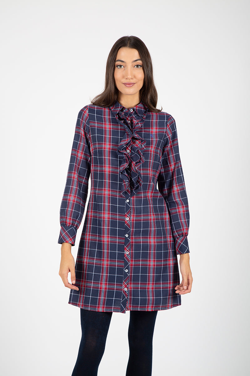 Vestido marino camisero volantes