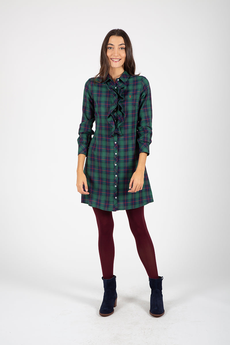 Vestido camisa verde com babados