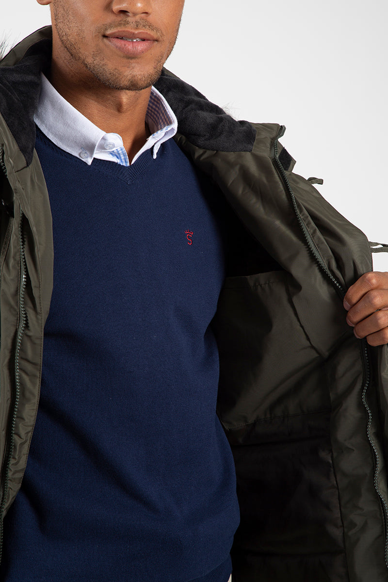 Parka Verde capucha pelo desmontable