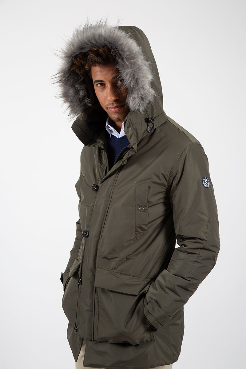 Parka Verde capucha pelo desmontable