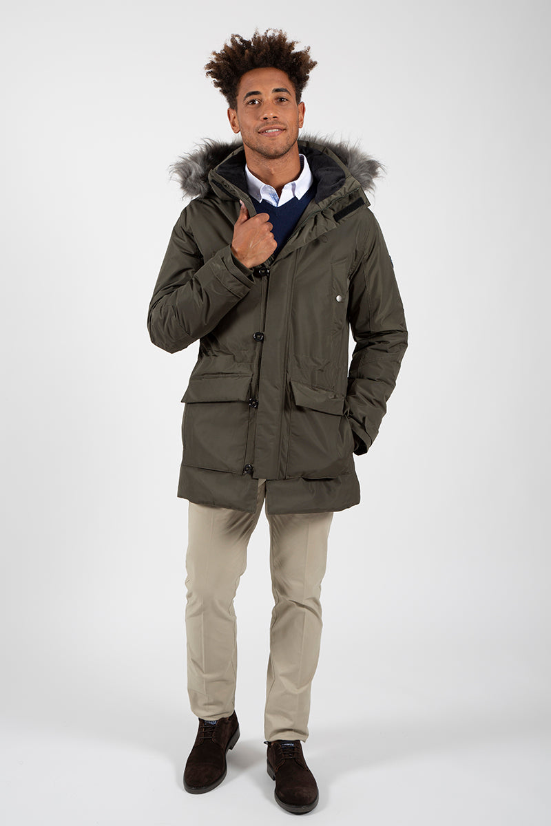Parka Verde capucha pelo desmontable