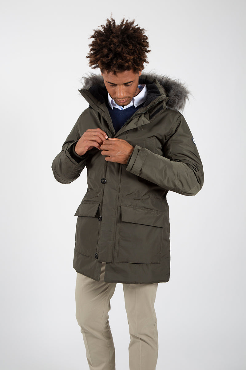 Parka Verde capucha pelo desmontable