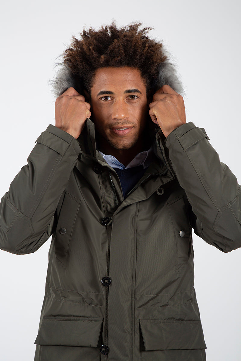 Parka Verde capucha pelo desmontable
