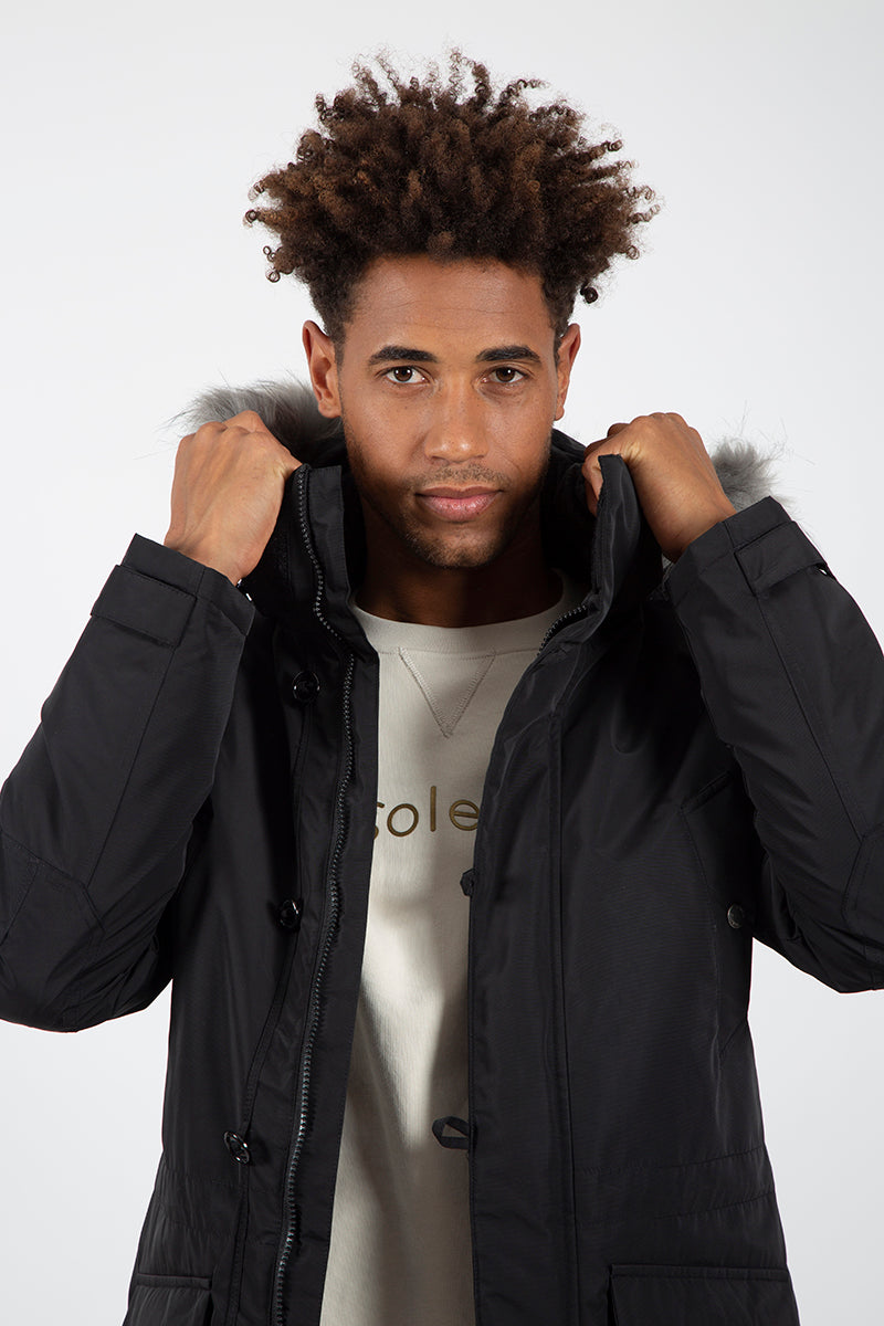 Parka Negro capucha pelo desmontable