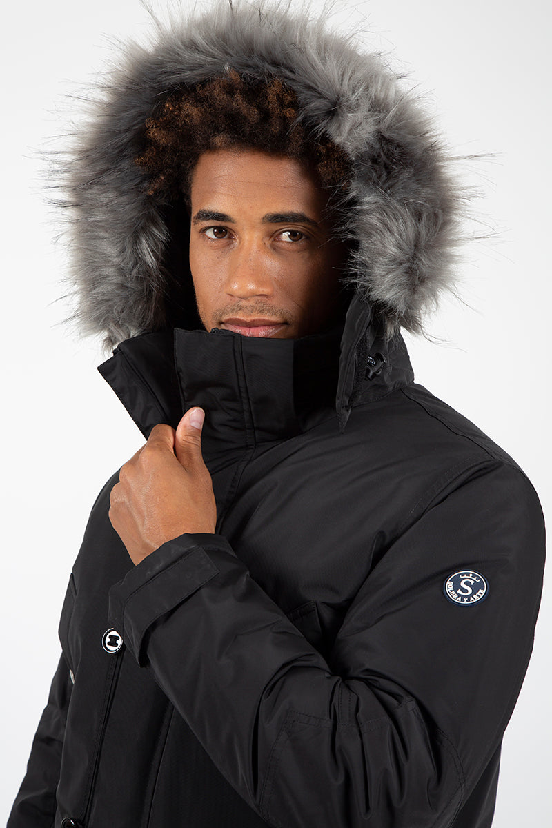Parka Negro capucha pelo desmontable