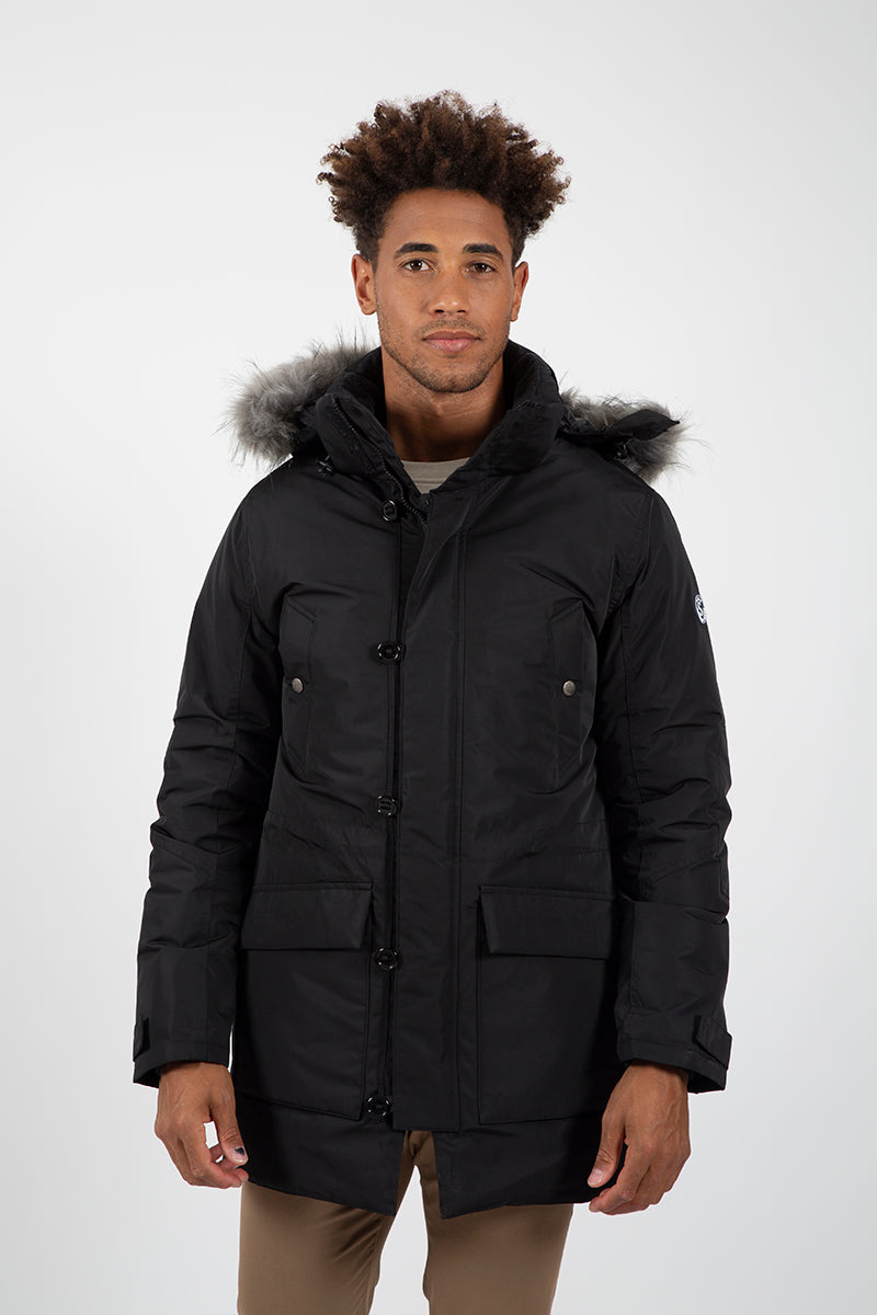 Parka Negro capucha pelo desmontable