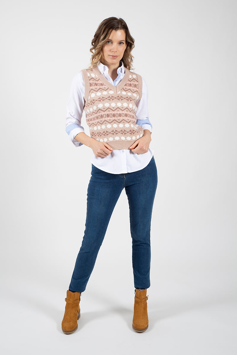 Beige shapes vest