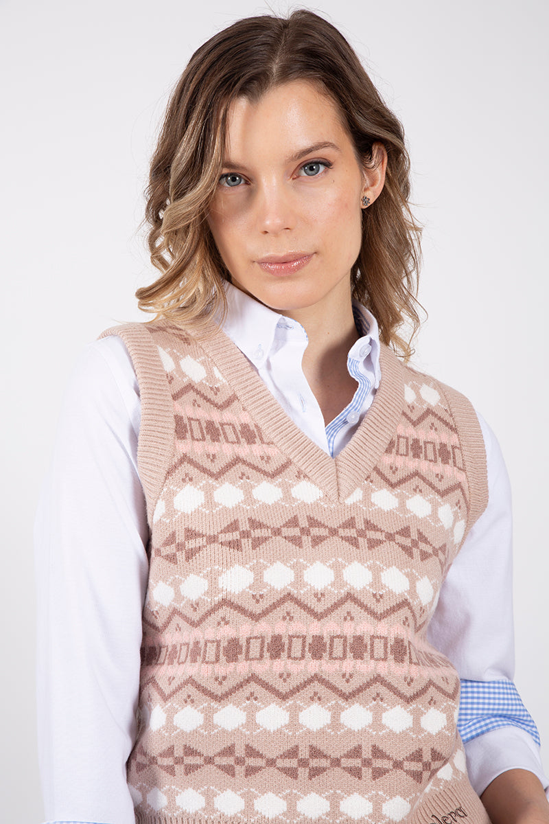 Beige shapes vest
