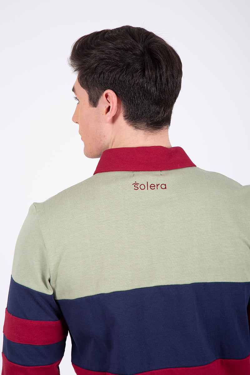 Polo com faixas Borgonha
