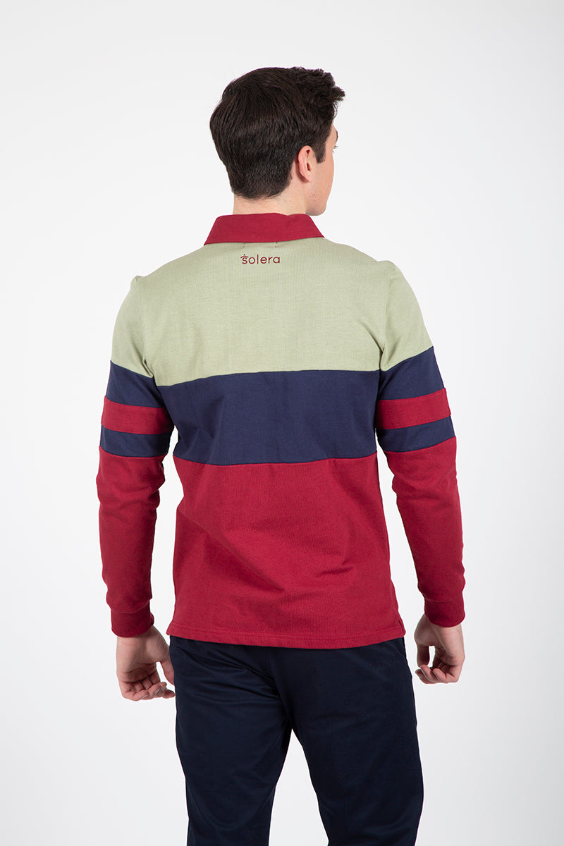 Polo com faixas Borgonha