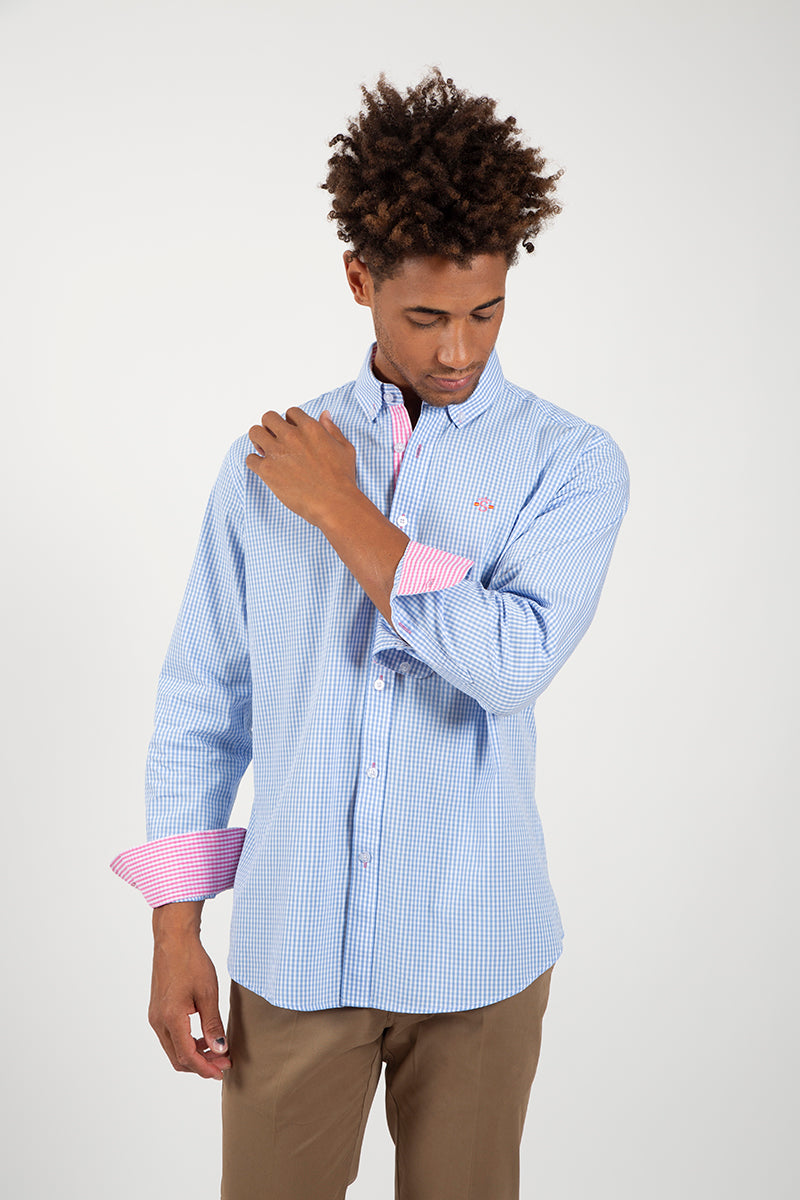 Camisa cuadro vichi celeste