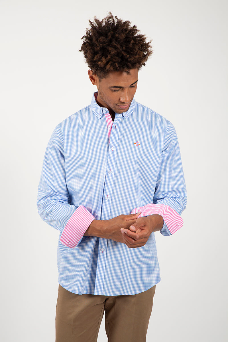 Camisa cuadro vichi celeste