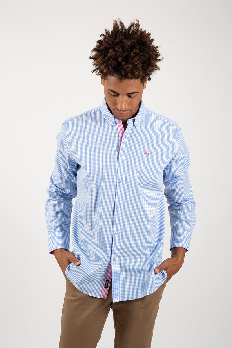 Camisa cuadro vichi celeste