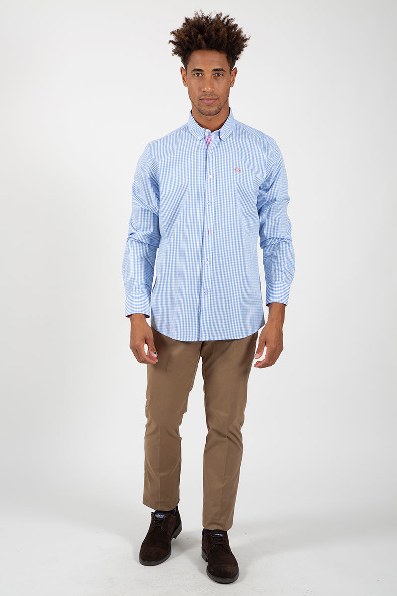 Camisa cuadro vichi celeste