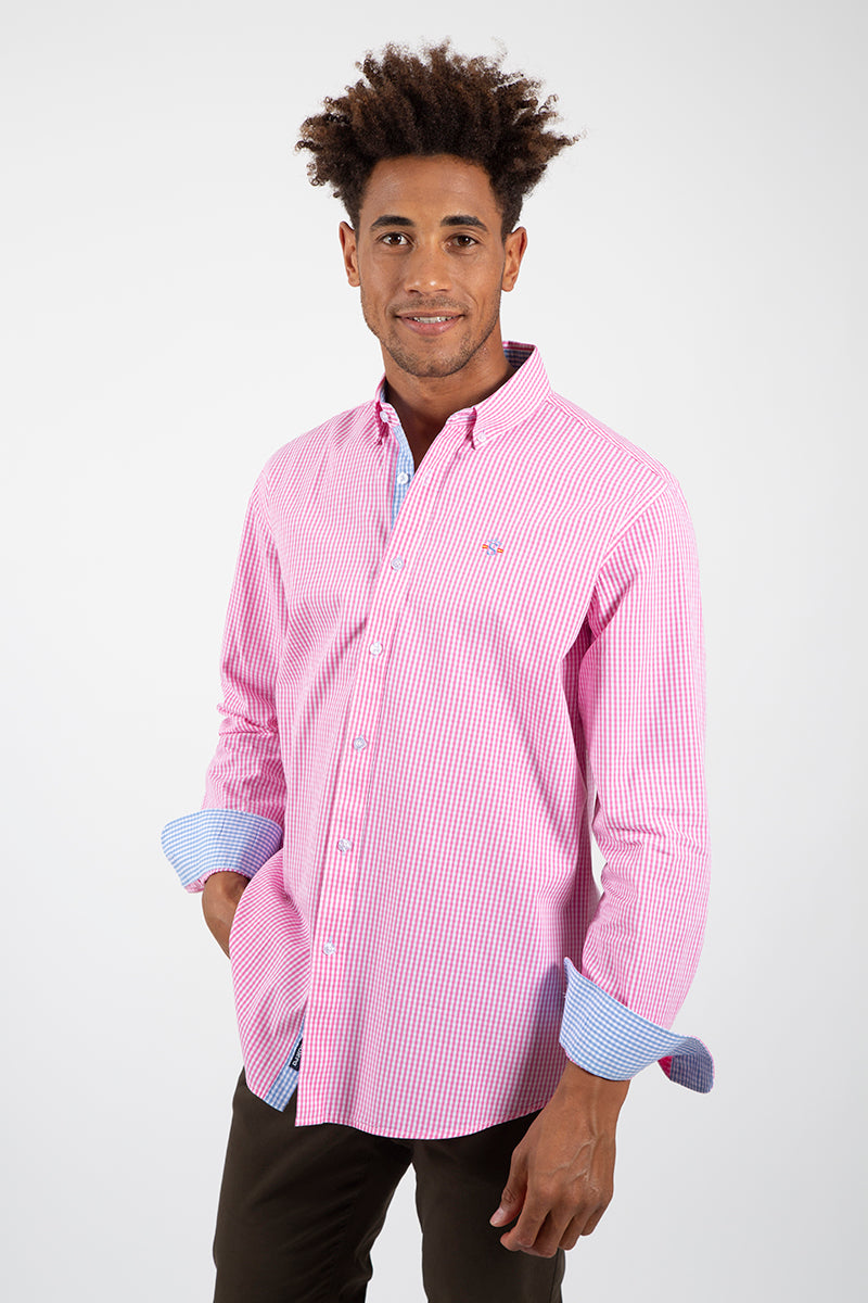 Pink gingham shirt