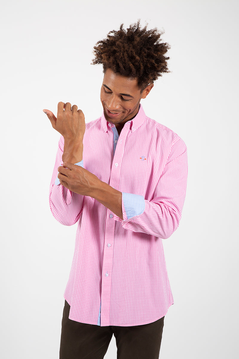 Pink gingham shirt