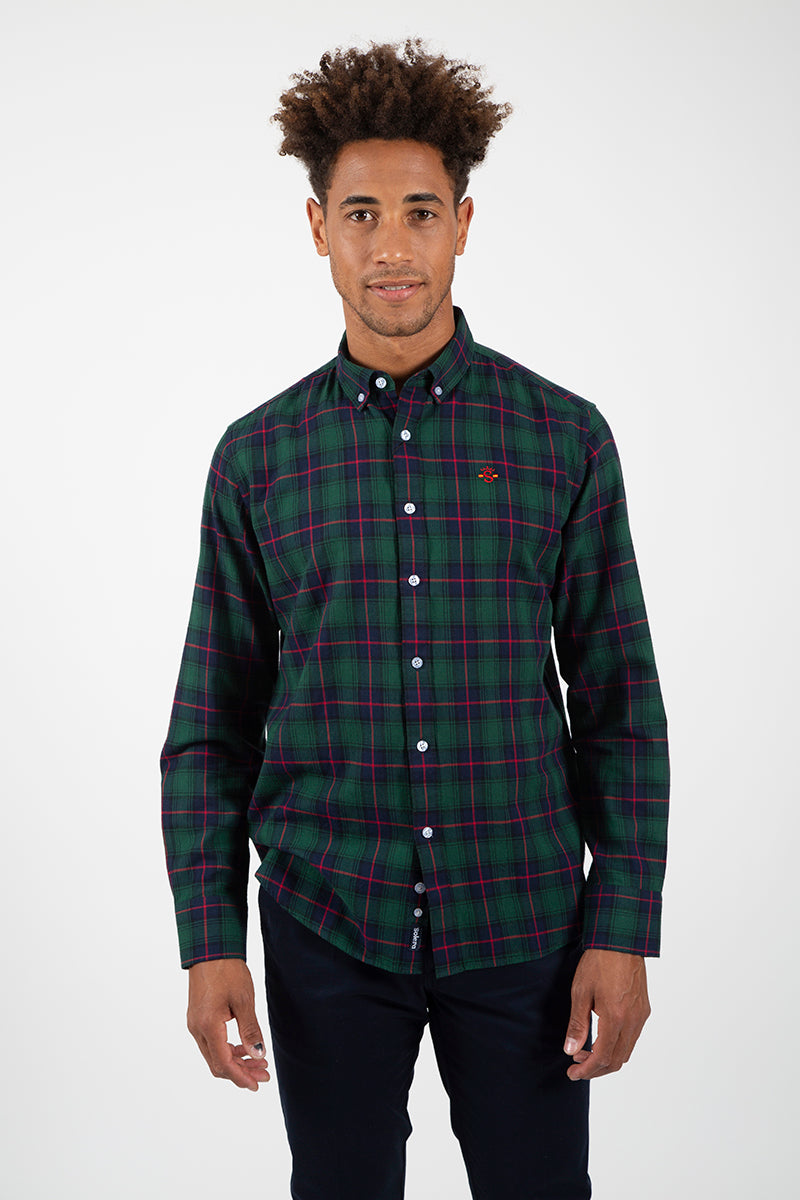Camisa cuadros marino verde