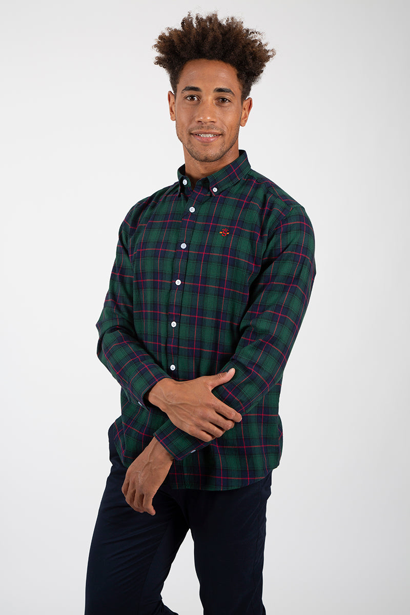 Camisa cuadros marino verde