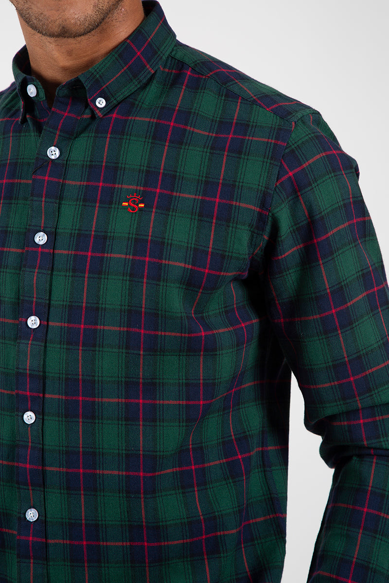 Camisa cuadros marino verde