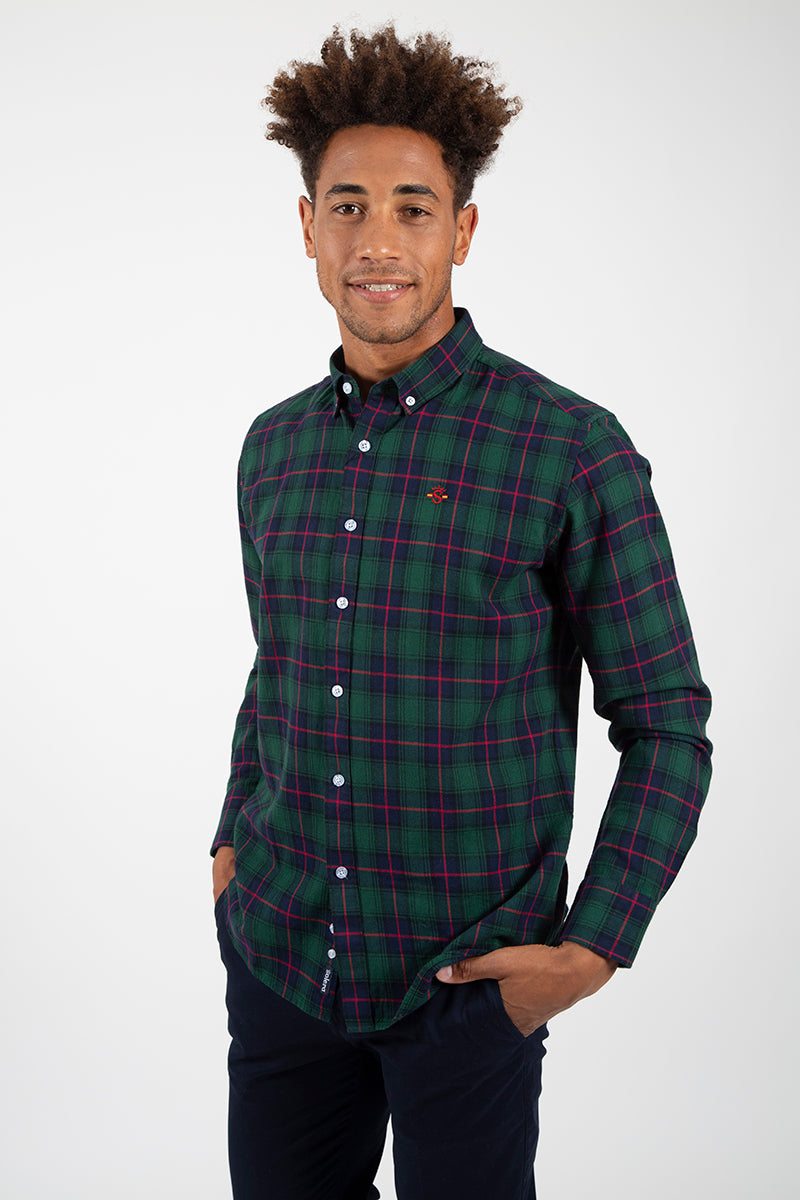 Camisa cuadros marino verde