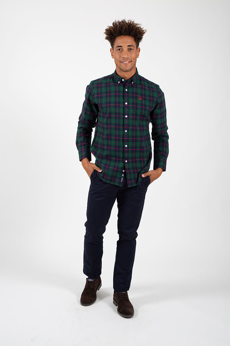 Camisa cuadros marino verde