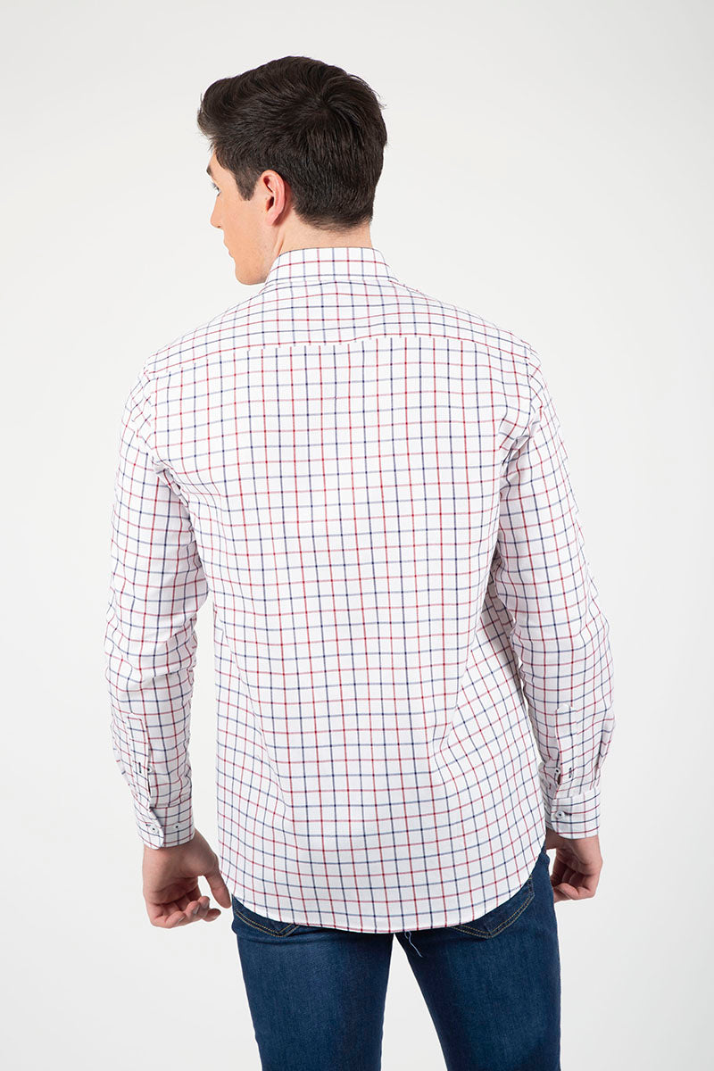 Camisa viyela xadrez vermelho marinho