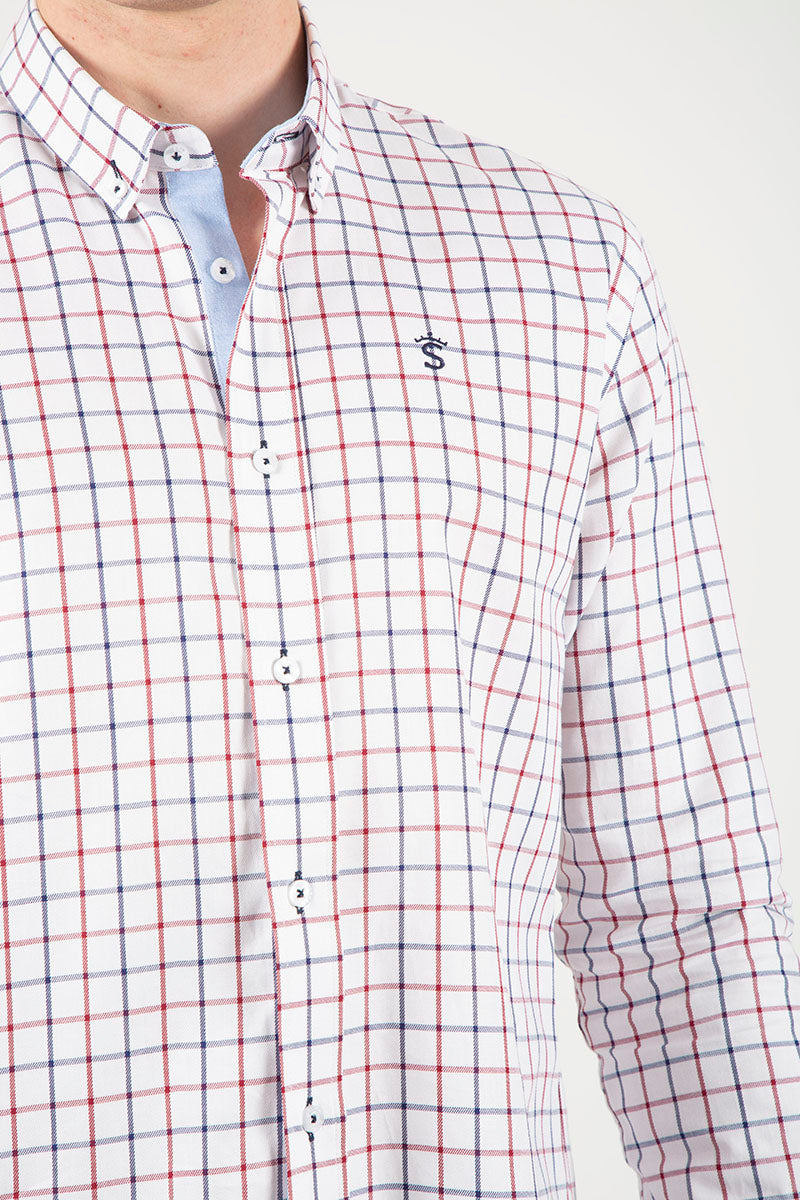 Camisa viyela xadrez vermelho marinho