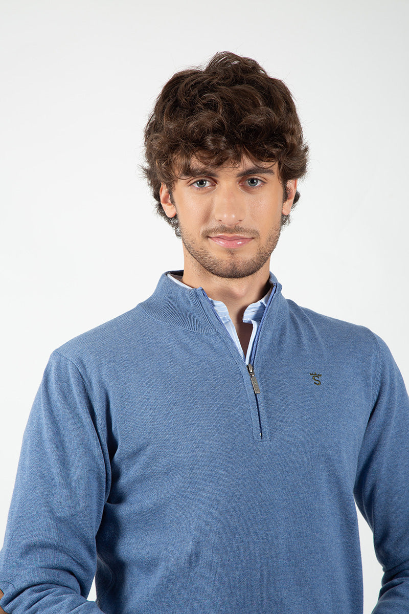 Jersey Cremallera con Coderas Azul
