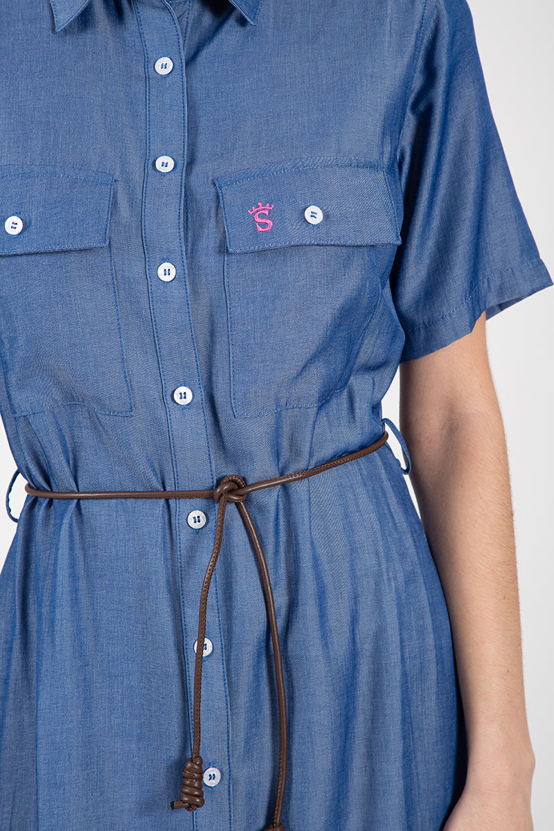 Vestido Tejado Denim Medio