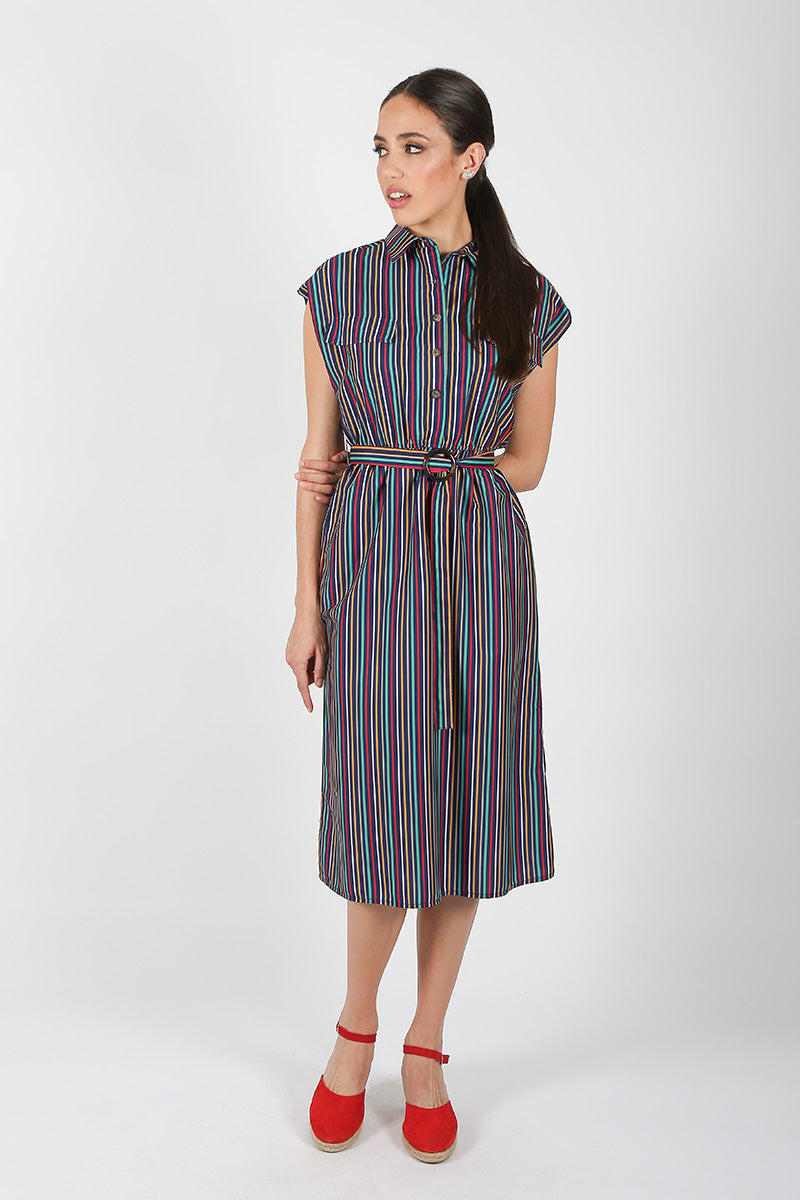 Vestido Marino Rayas Colores