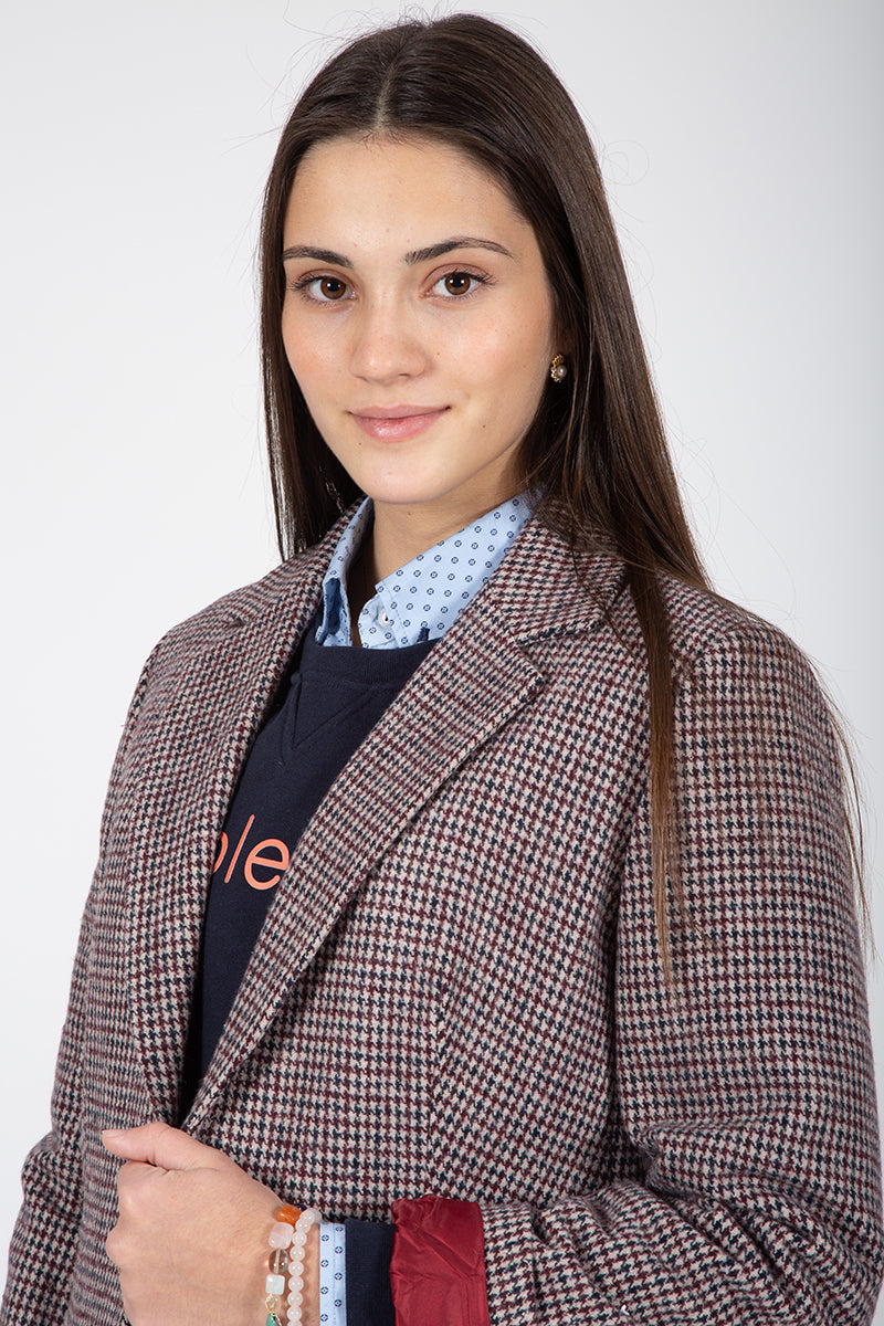 Americana cuadros camel granate