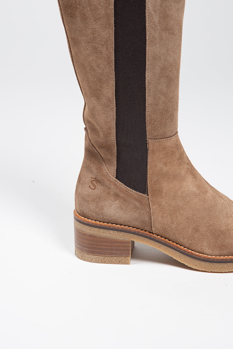 Taupe elastic boot