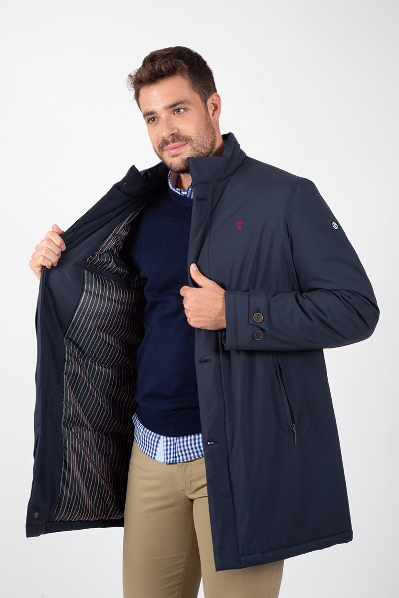 Parka Trench Abotonado Marino