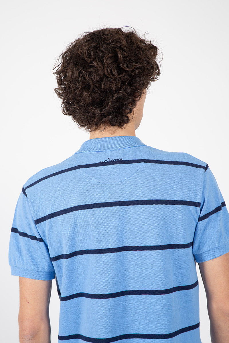 Polo rayé bleu clair