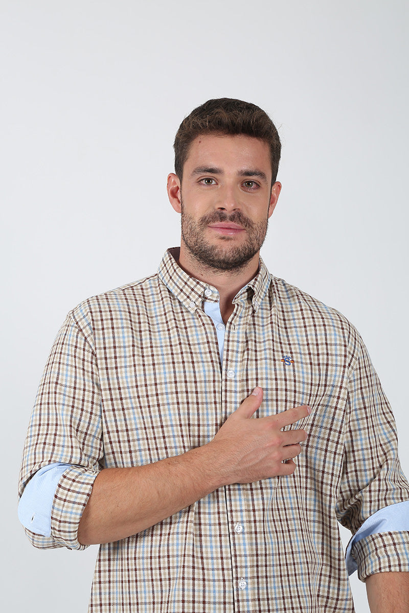 Camisa Cuadros Tostada