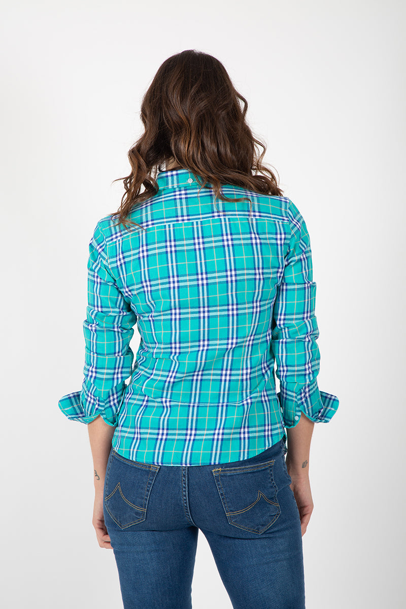 Camisa xadrez turquesa