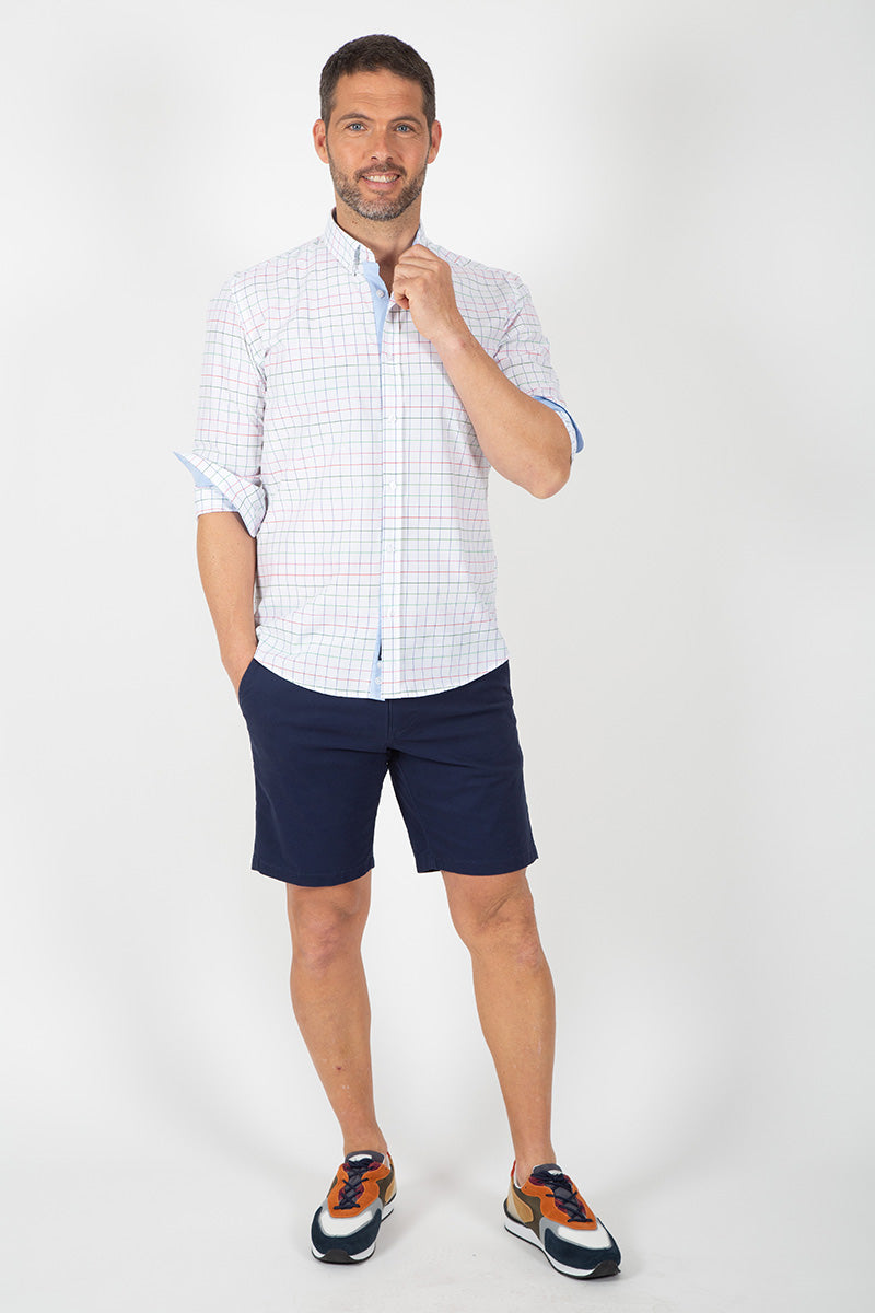 Camisa blanca cuadros