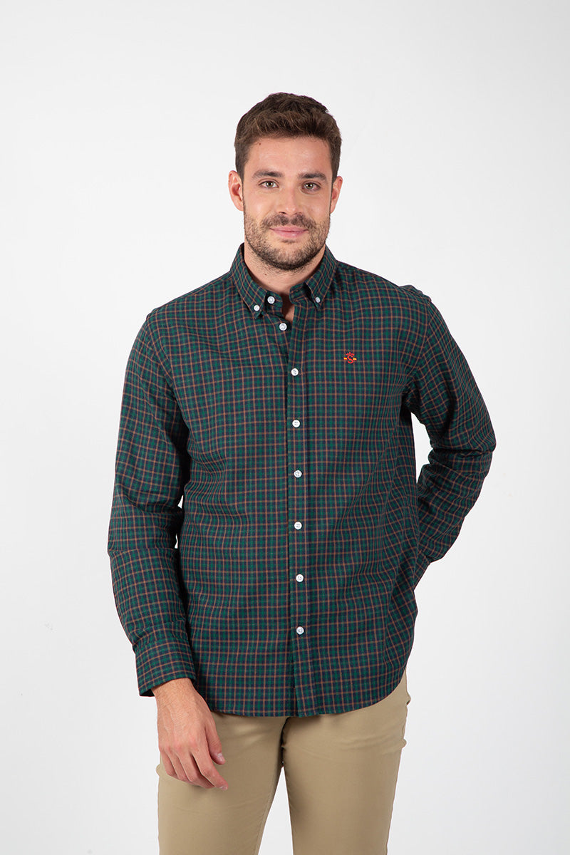 Bottle Green Checkered Shirt