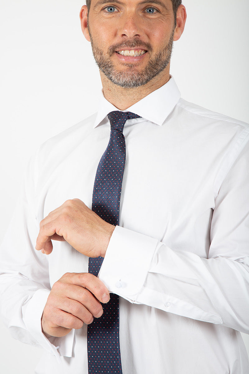 Puño Doble Camisa Blanca Hombre Con Mancuernillas ML112 CAMISA