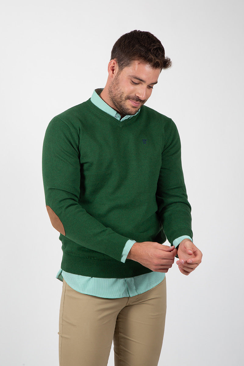 Jersey Cuello Pico con Coderas Verde