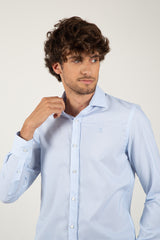 Camisa Cuello Italiano Celeste