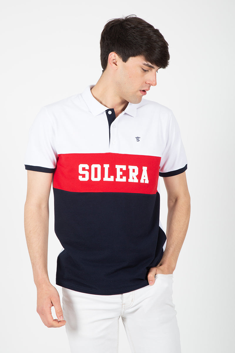 Polo Blanco Franja Solera