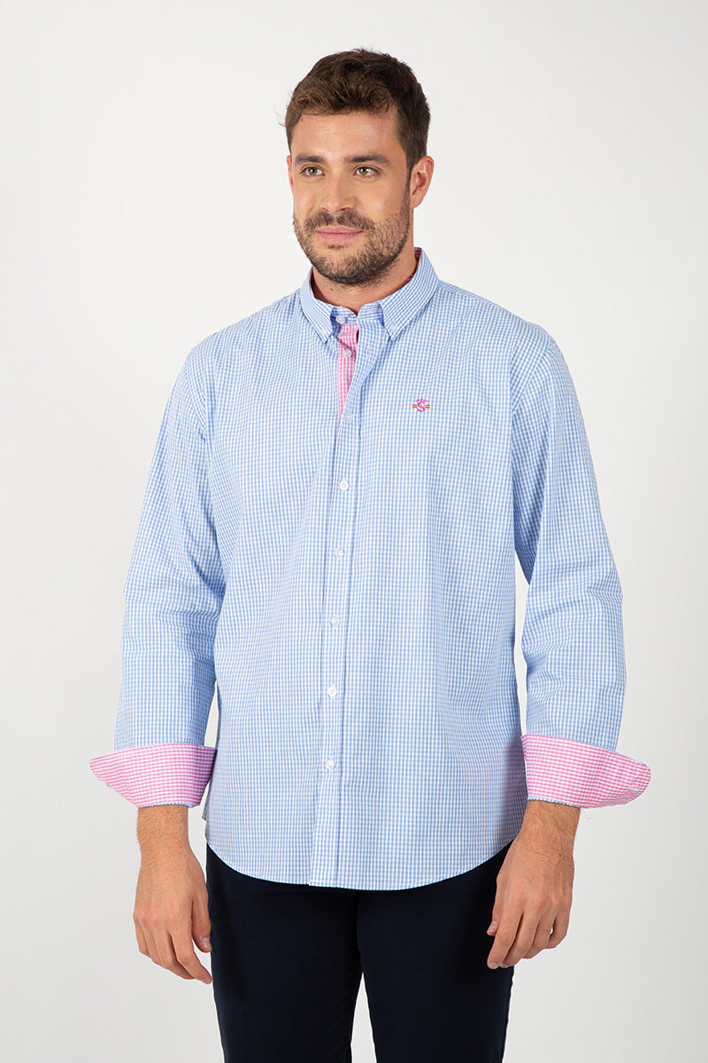 Camisa vichi Celeste Contrastes Rosa