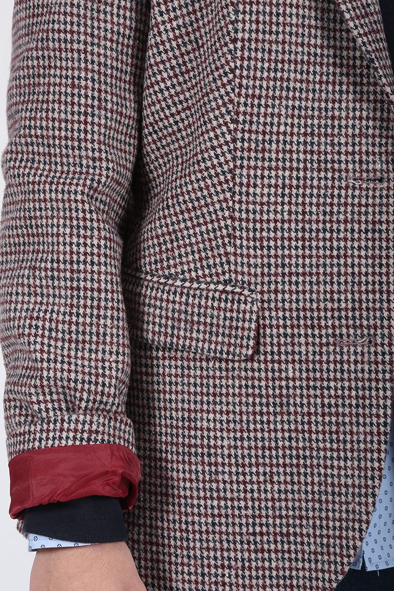 Americana cuadros camel granate